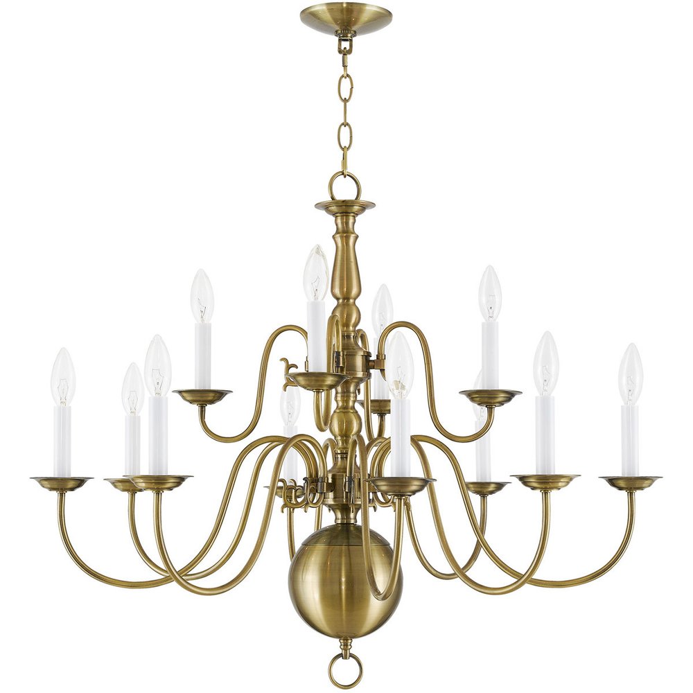 Twelve Light Dimmable Chandelier With Shades