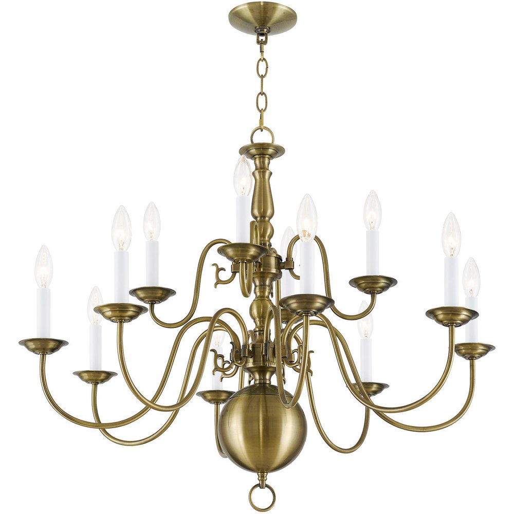 Twelve Light Dimmable Chandelier With Shades