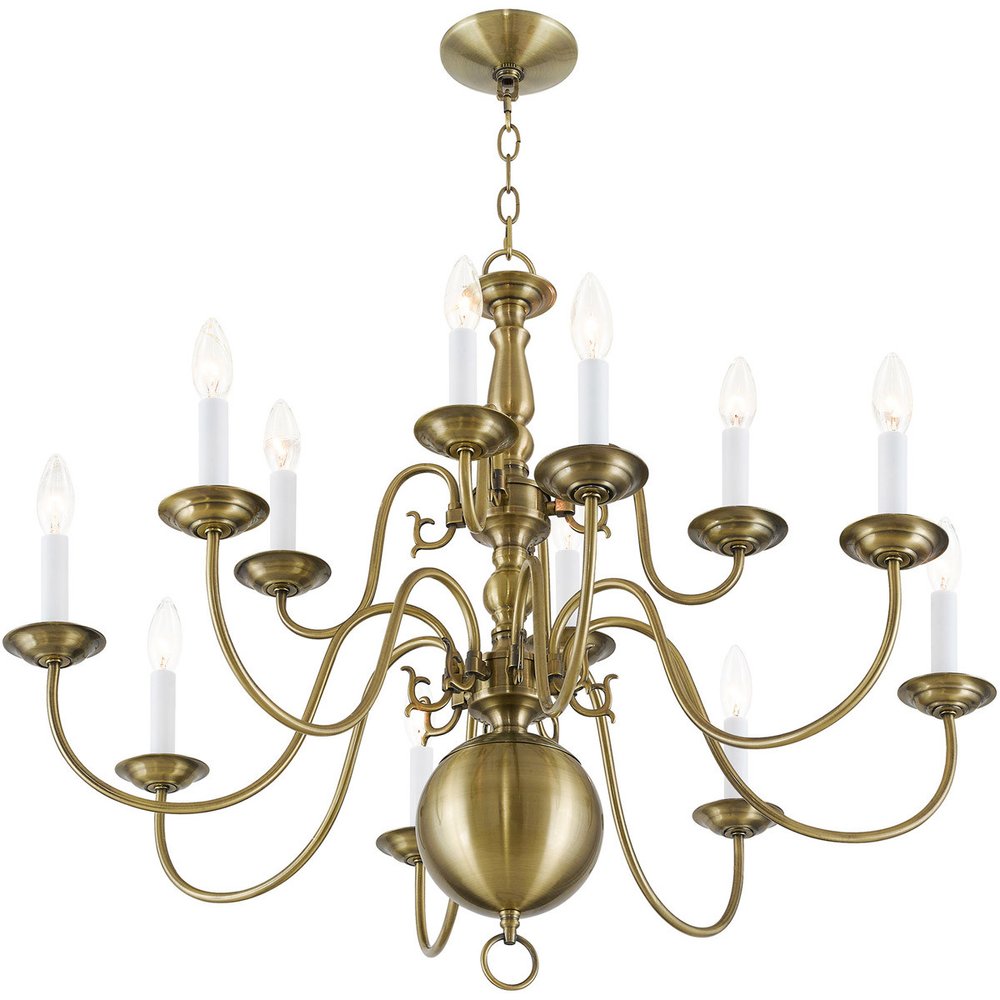 Twelve Light Dimmable Chandelier With Shades