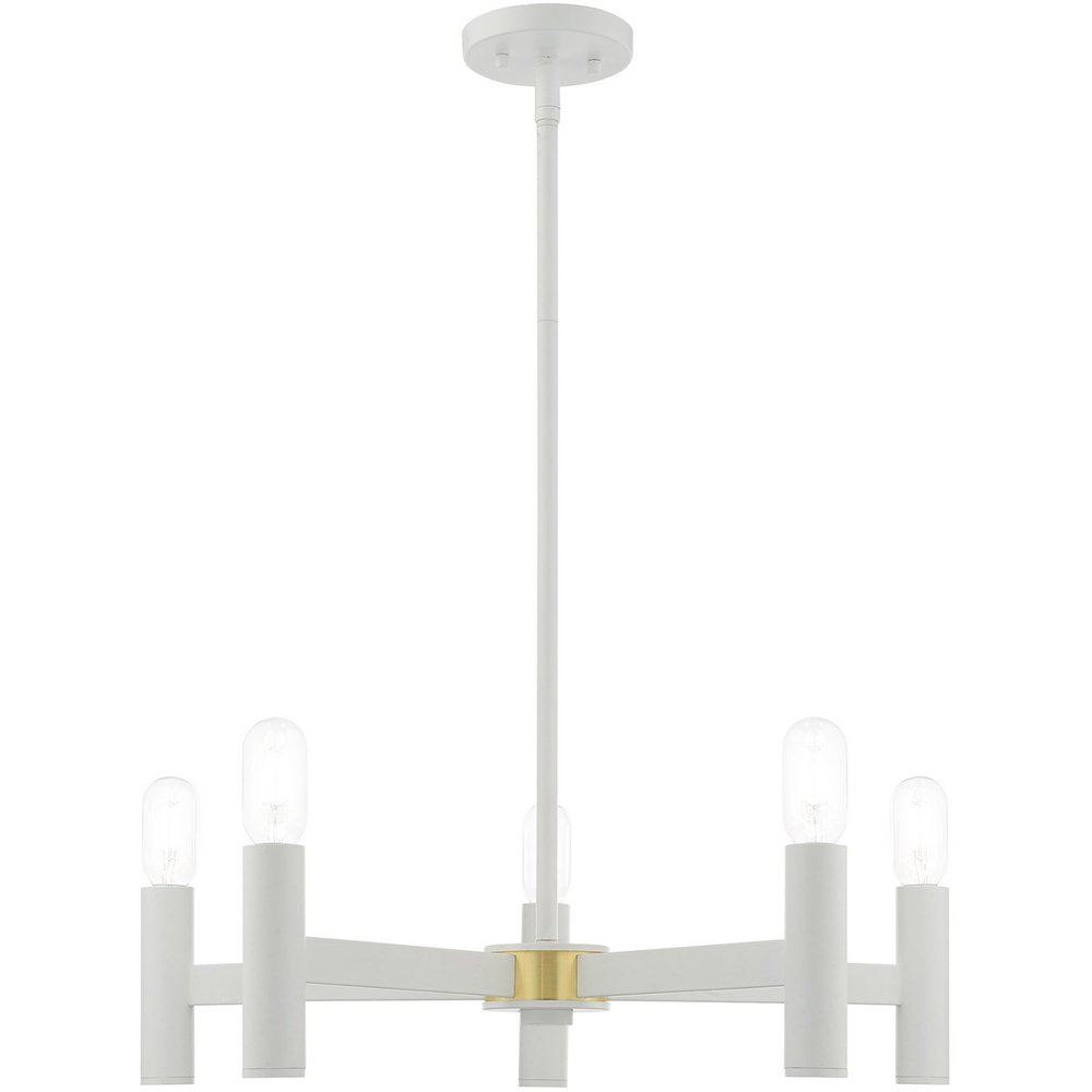 White Five Light Dimmable Chandelier With Shades