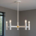 White Five Light Dimmable Chandelier With Shades