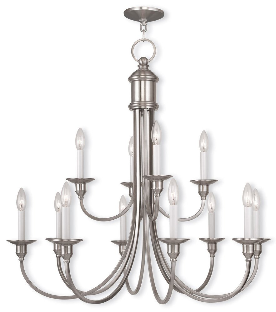 Twelve Light Dimmable Chandelier With Shades