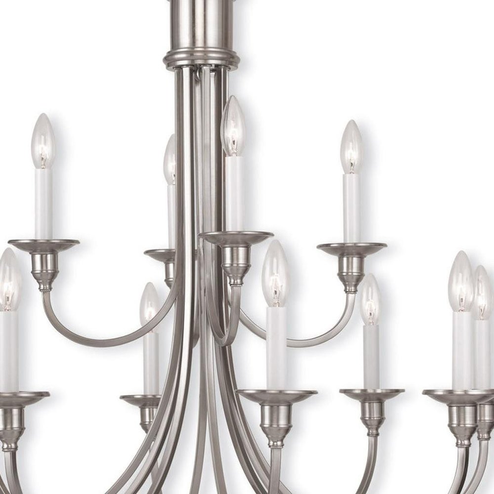 Twelve Light Dimmable Chandelier With Shades