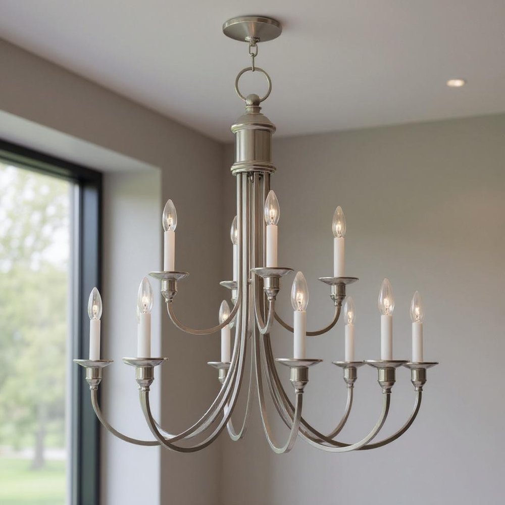 Twelve Light Dimmable Chandelier With Shades