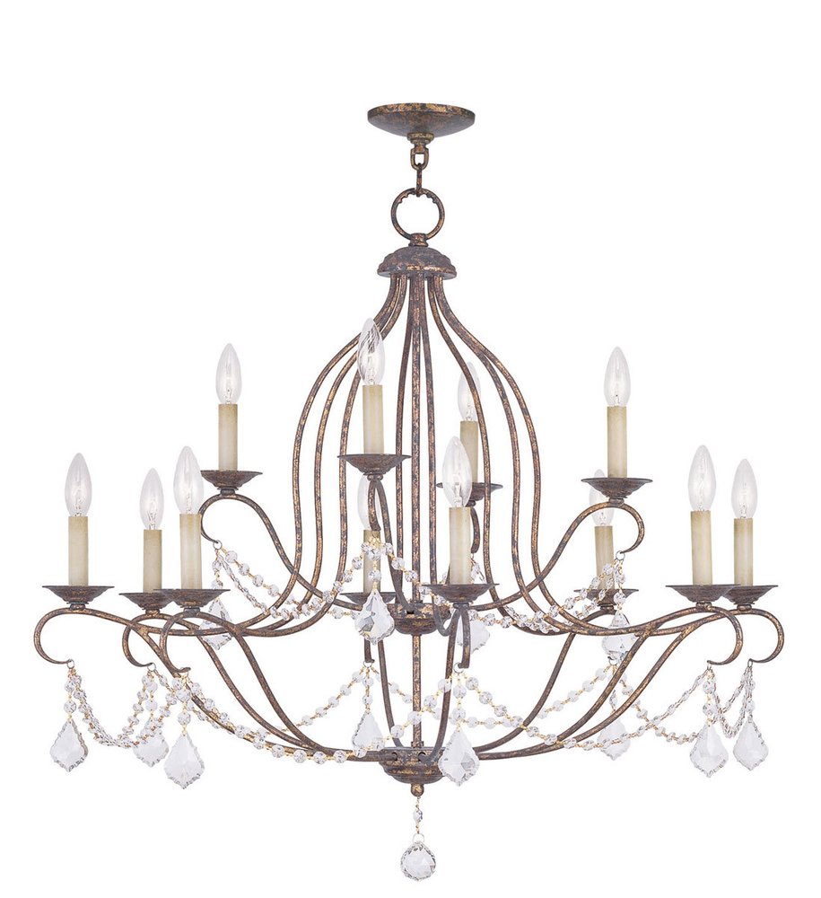 Twelve Light Dimmable Chandelier With Shades