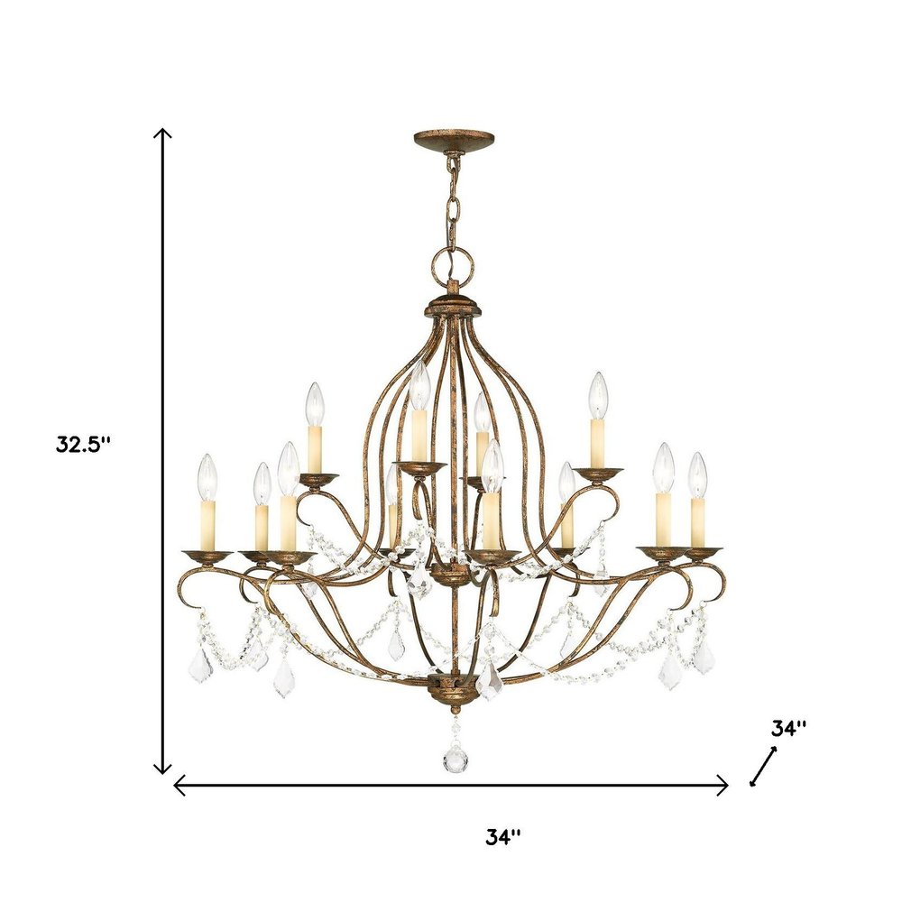 Twelve Light Dimmable Chandelier With Shades