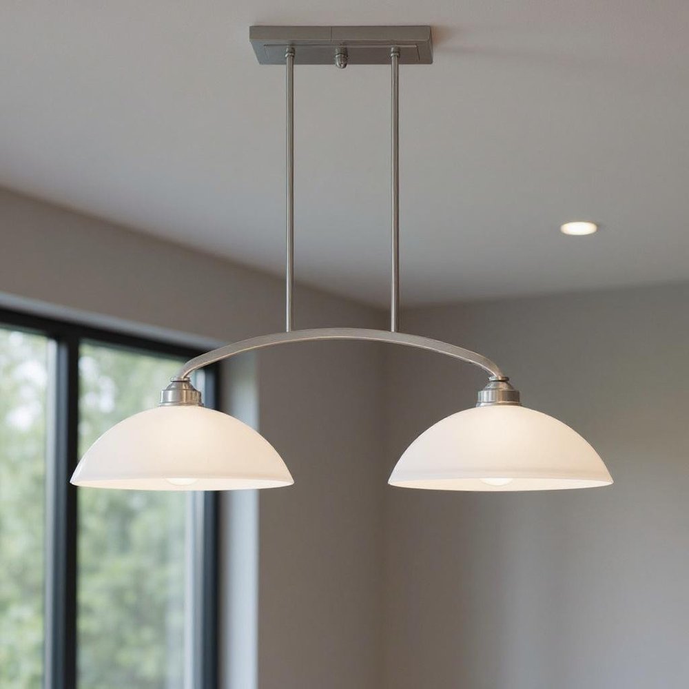 Two Light Dimmable Chandelier With Shades