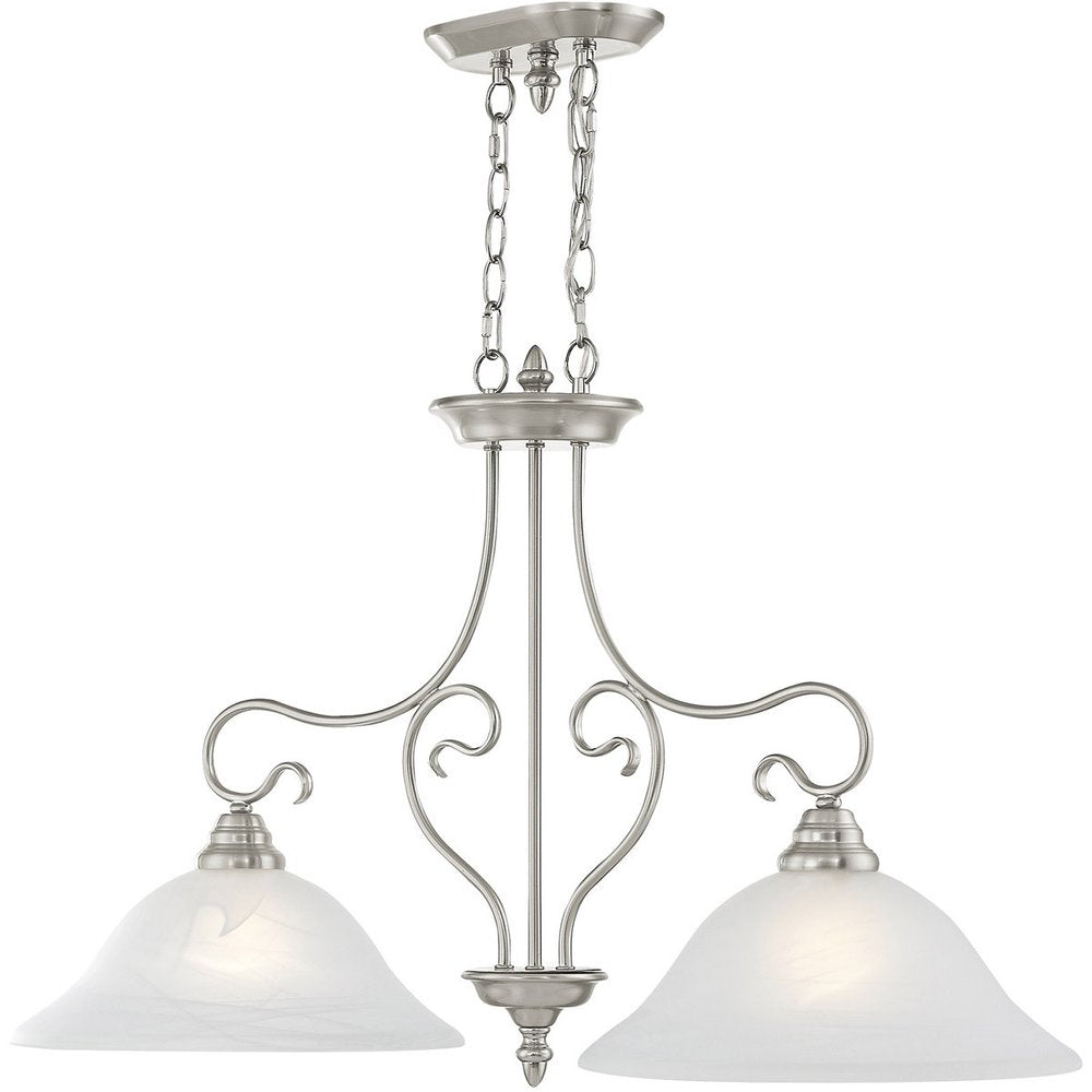 Two Light Dimmable Chandelier With Shades
