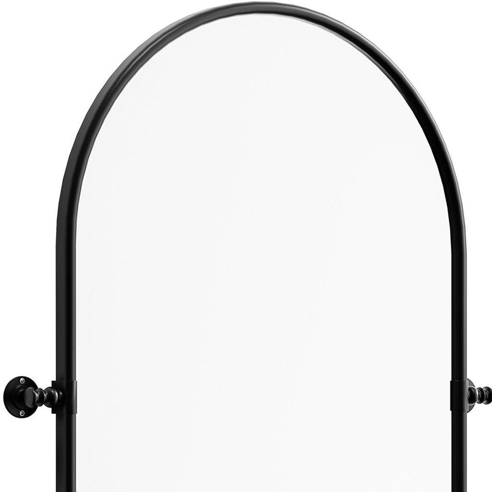 36" Black Metal Arch Framed Accent Mirror