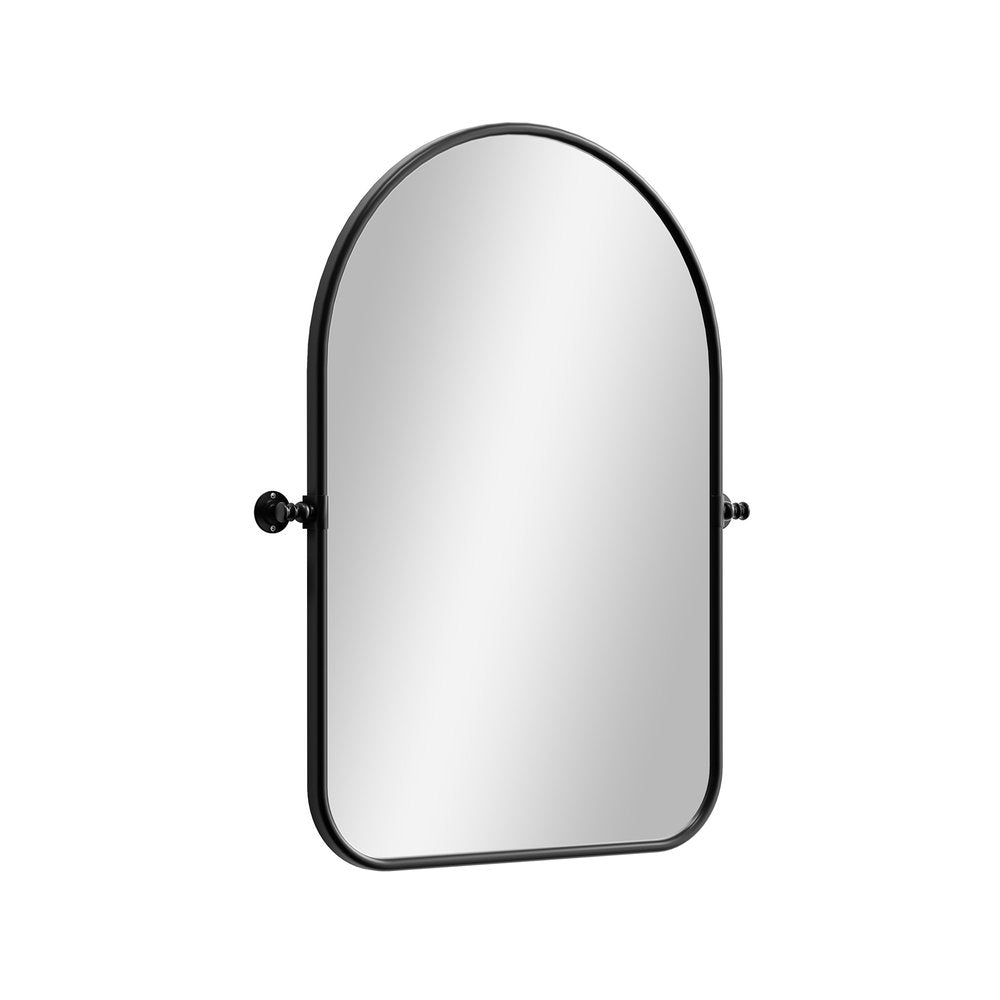 32" Black Arch Metal Swivel Framed Accent Mirror