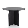 42" Black Wood Pedestal Base Round Top Dining Table