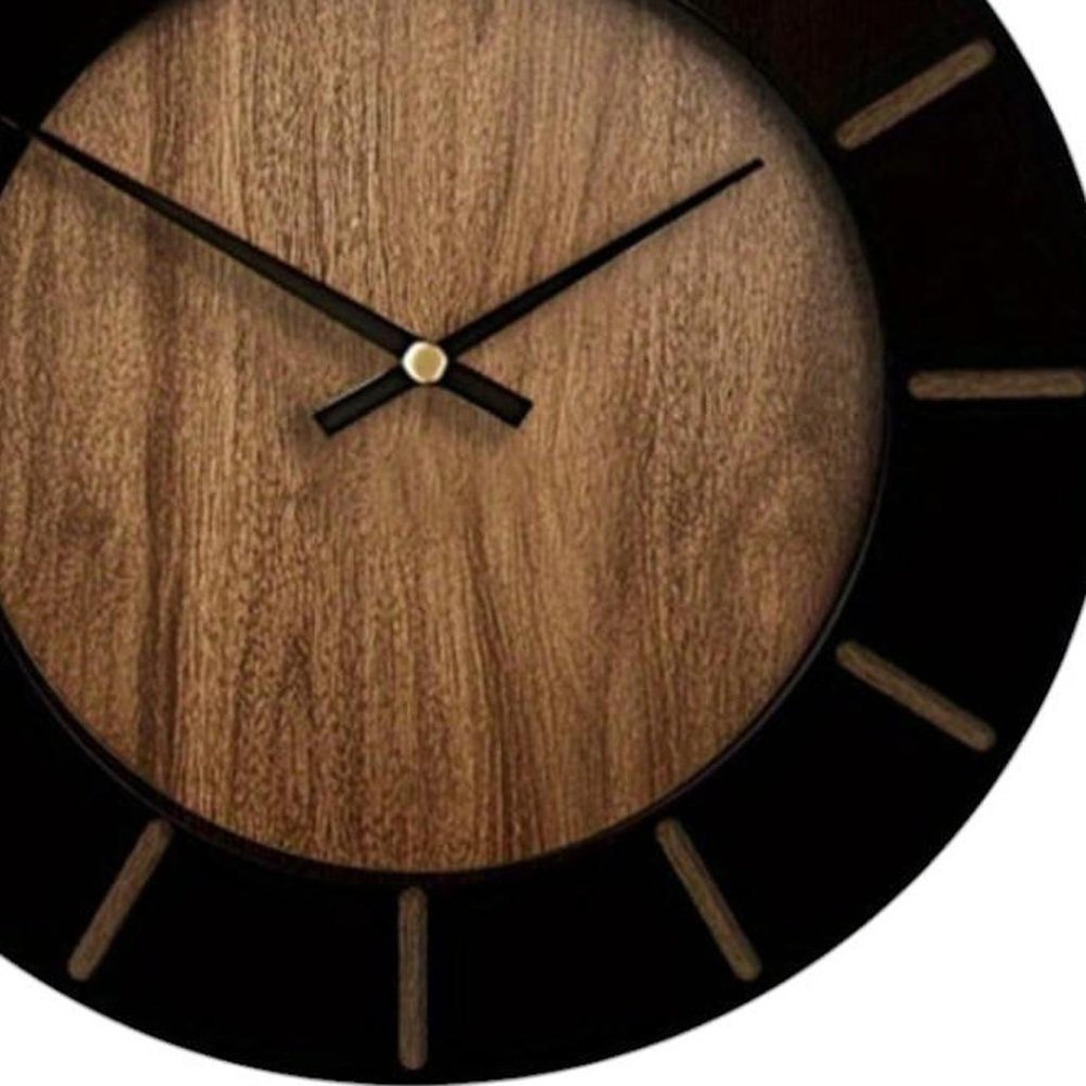 18" Brown Silent Analog Round Wall Clock