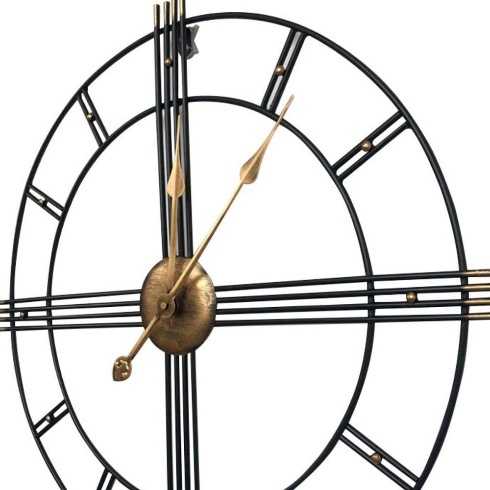 24" Beige Black And Brown Silent Analog Round Wall Clock