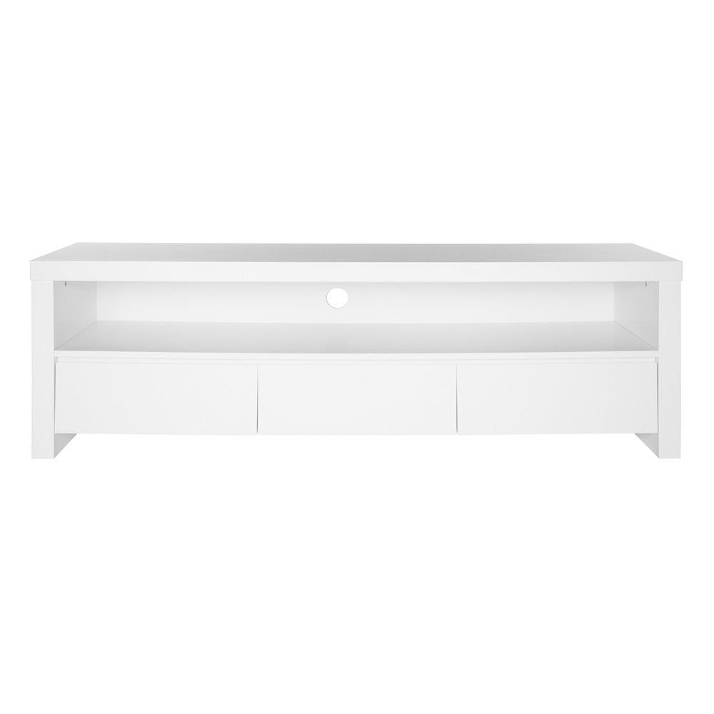 59" White Enclosed and Open Storage TV Stand