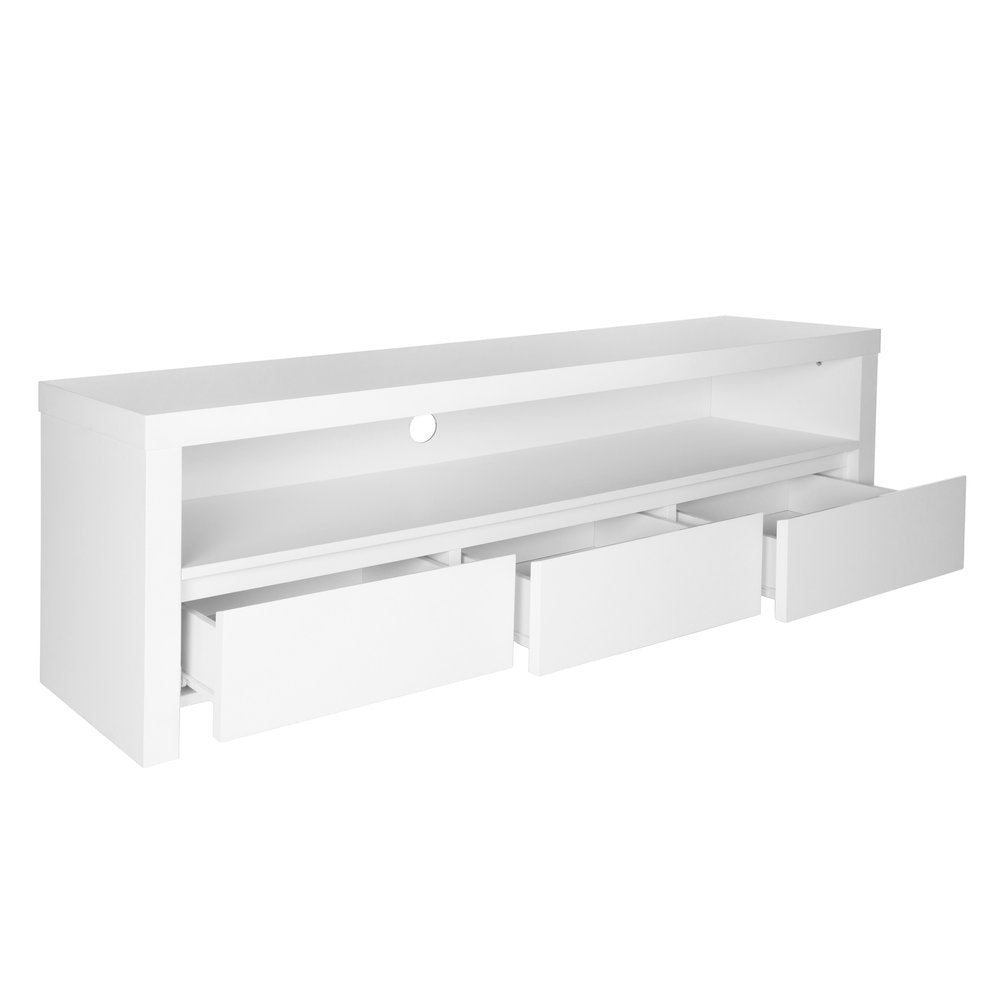 59" White Enclosed and Open Storage TV Stand