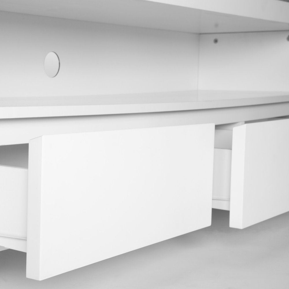 59" White Enclosed and Open Storage TV Stand