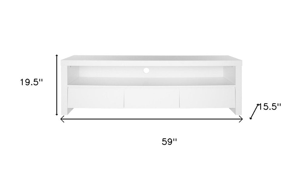 59" White Enclosed and Open Storage TV Stand