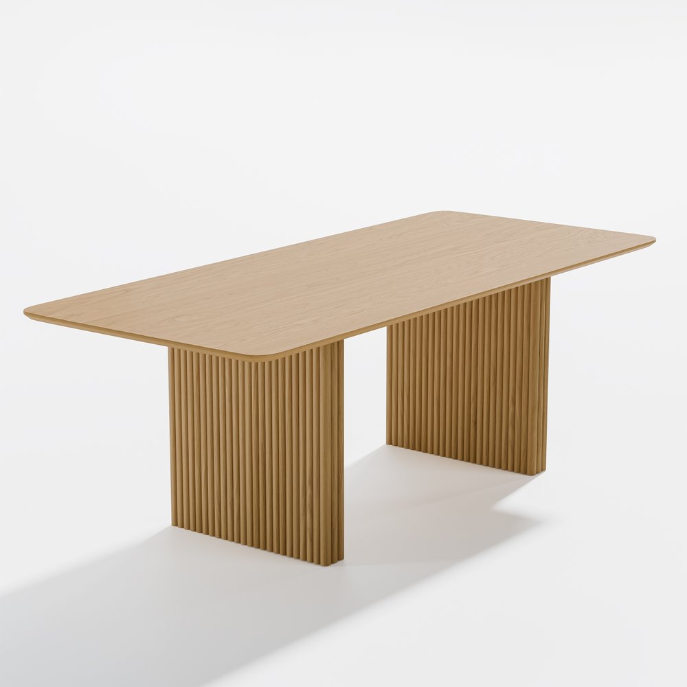 79" Natural Solid Wood Double Pedestal Base Dining Table