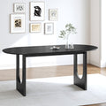 79" Black Solid Wood Geo Double Pedestal Base Oval Dining Table