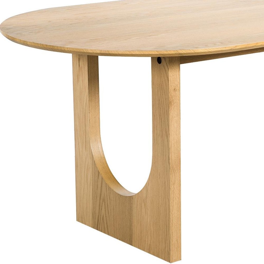 79" Natural Solid Wood Double Pedestal Base Oval Dining Table