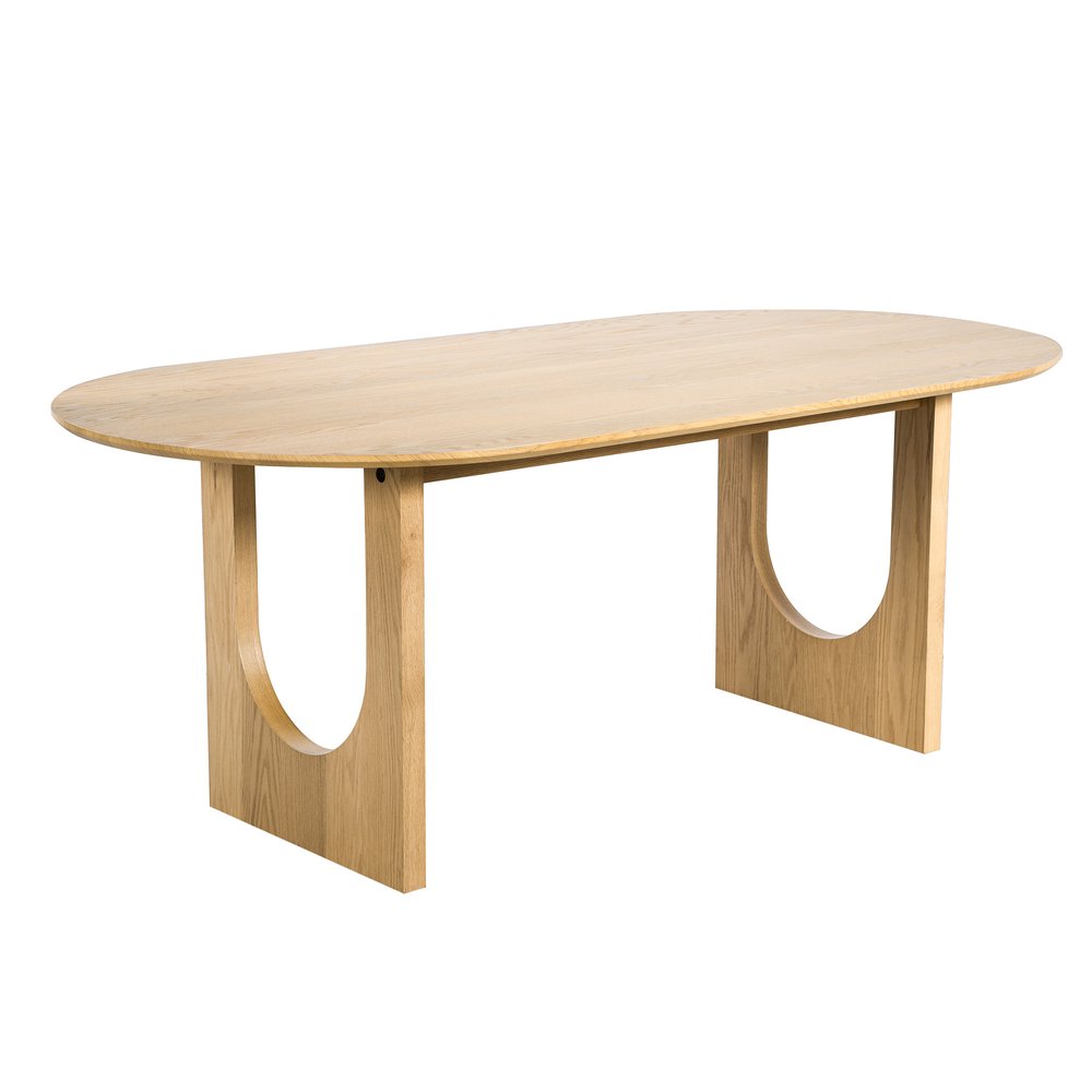 79" Natural Solid Wood Double Pedestal Base Oval Dining Table