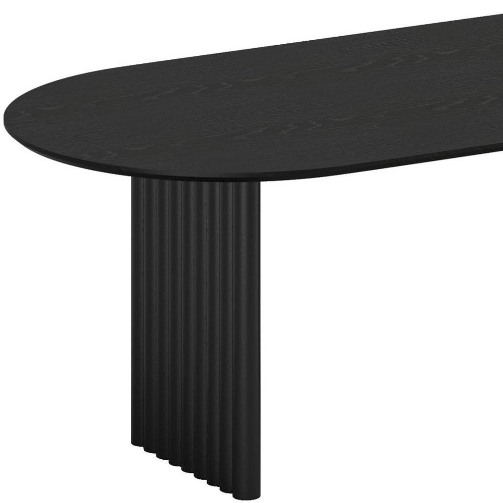 79" Black Solid Wood Double Pedestal Base Oval Dining Table