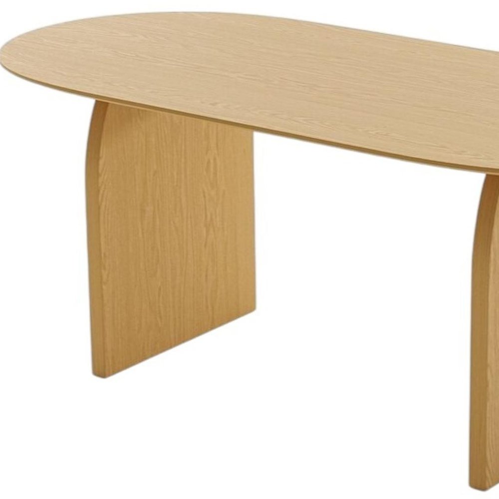 33" Natural Solid Wood and Wood Double Pedestal Base Oval Dining Table