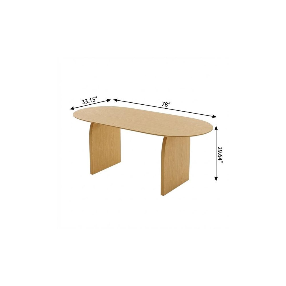 33" Natural Solid Wood and Wood Double Pedestal Base Oval Dining Table