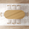 33" Natural Solid Wood and Wood Double Pedestal Base Oval Dining Table