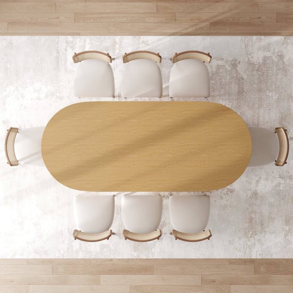 33" Natural Solid Wood and Wood Double Pedestal Base Oval Dining Table