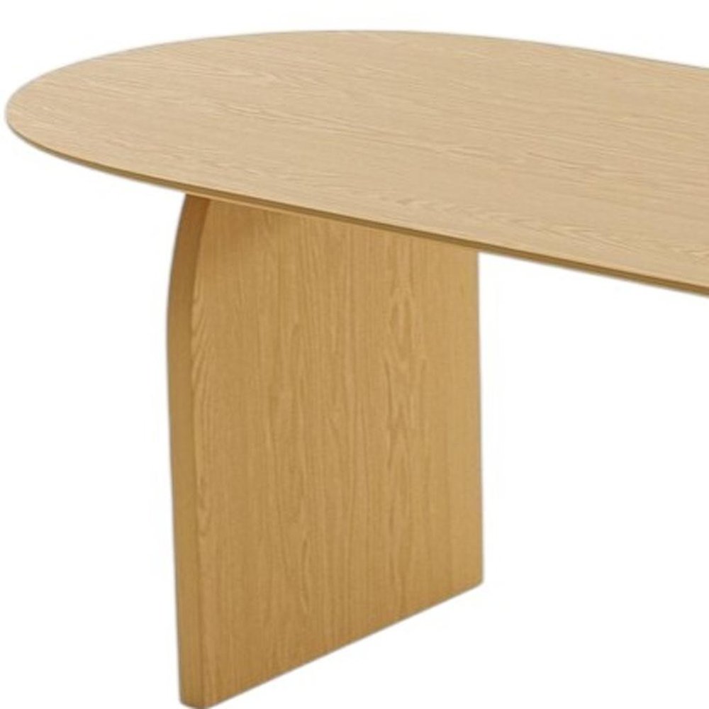 33" Natural Solid Wood and Wood Double Pedestal Base Oval Dining Table