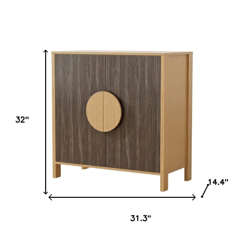 31" Sepia Solid Wood Console Accent Cabinet With Two Doors