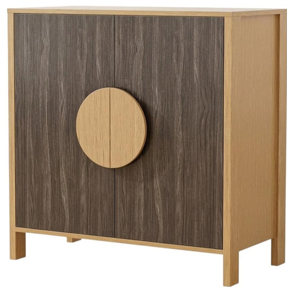 31" Sepia Solid Wood Console Accent Cabinet With Two Doors