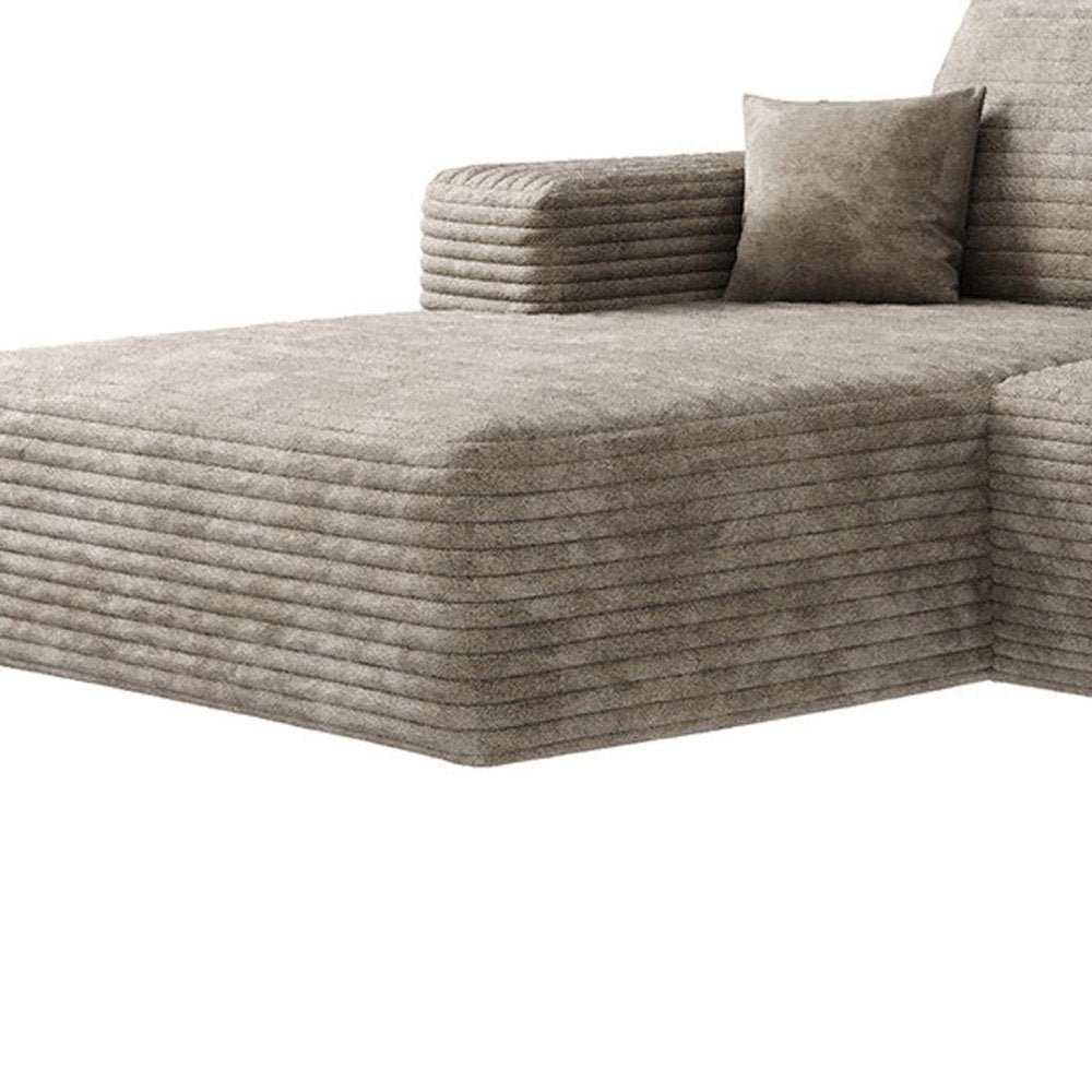 135" Camel Corduroy Modular Universal Sofa With Ottoman And Toss Pillows