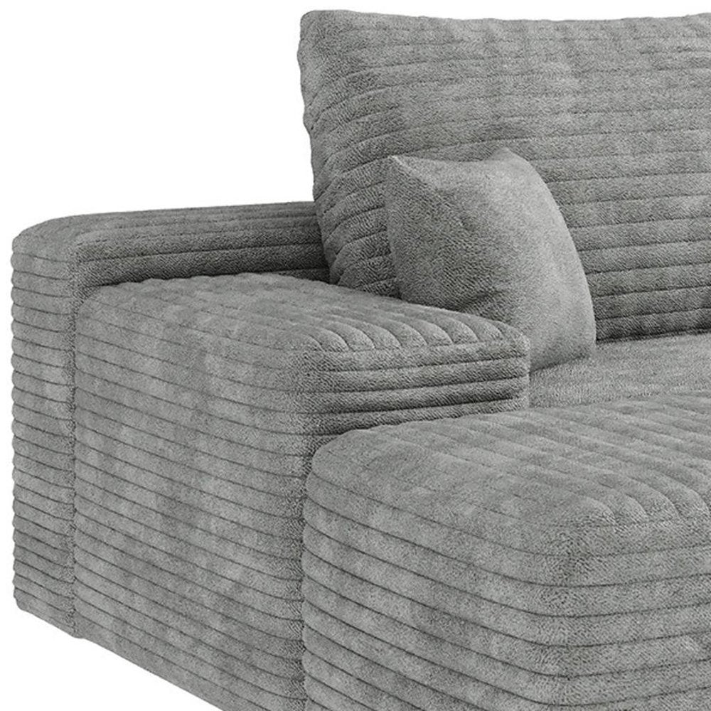 107" Gray Corduroy Modular Universal Sofa With Ottoman And Toss Pillows