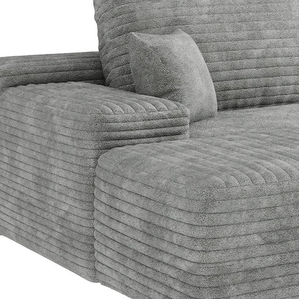 107" Gray Corduroy Modular Universal Sofa With Ottoman And Toss Pillows