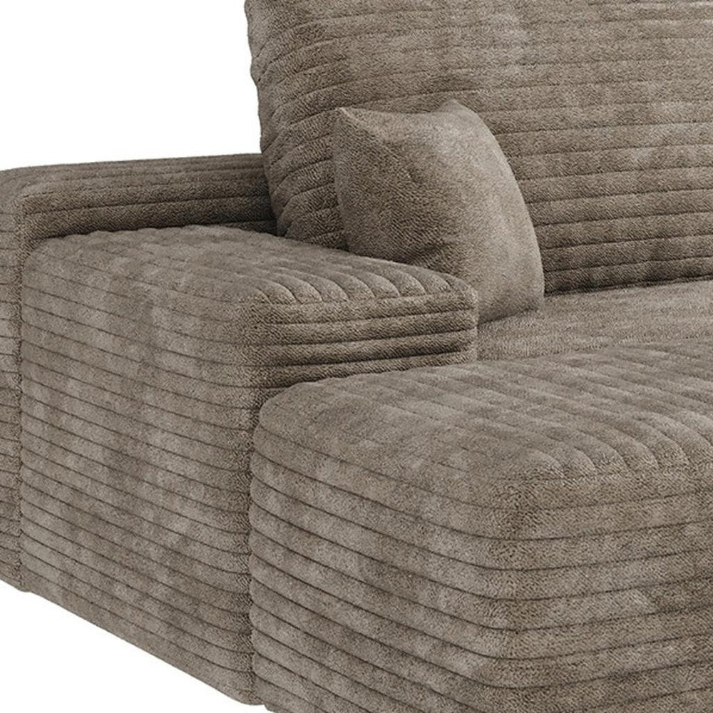 107" Camel Corduroy Modular Universal Sofa With Ottoman And Toss Pillows
