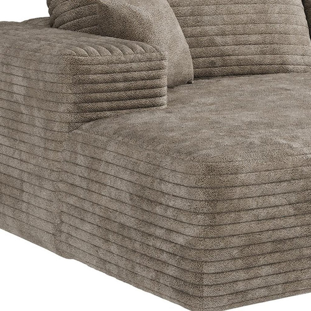 107" Camel Corduroy Modular Universal Sofa With Toss Pillows