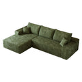 107" Green Corduroy Modular Universal Sofa With Toss Pillows
