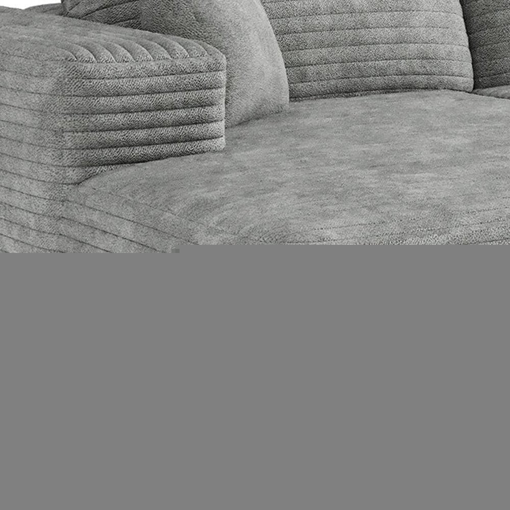135" Gray Corduroy Modular Universal Sofa With Toss Pillows