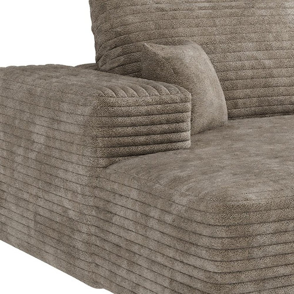 135" Camel Corduroy Modular Universal Sofa With Toss Pillows