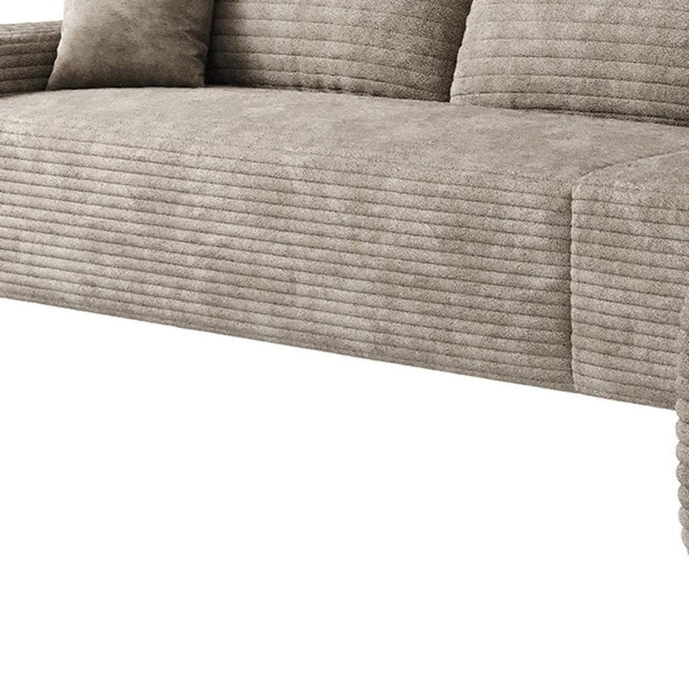 135" Camel Corduroy Modular Universal Sofa With Toss Pillows