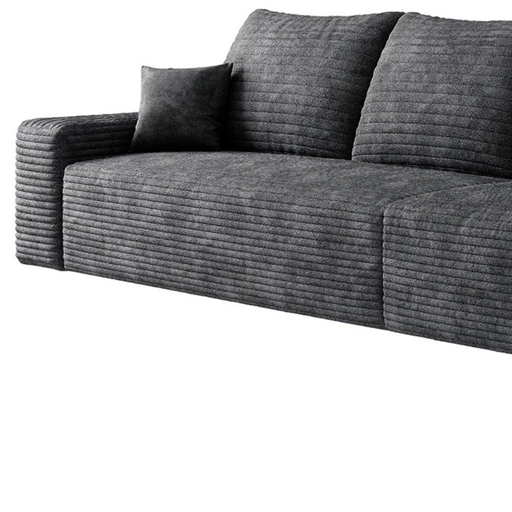 168" Black Corduroy Modular Universal Sofa With Toss Pillows