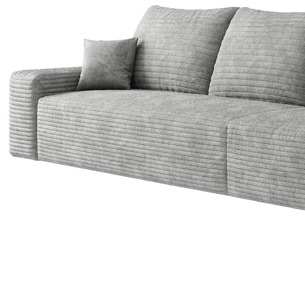 168" Gray Corduroy Modular Universal Sofa With Toss Pillows