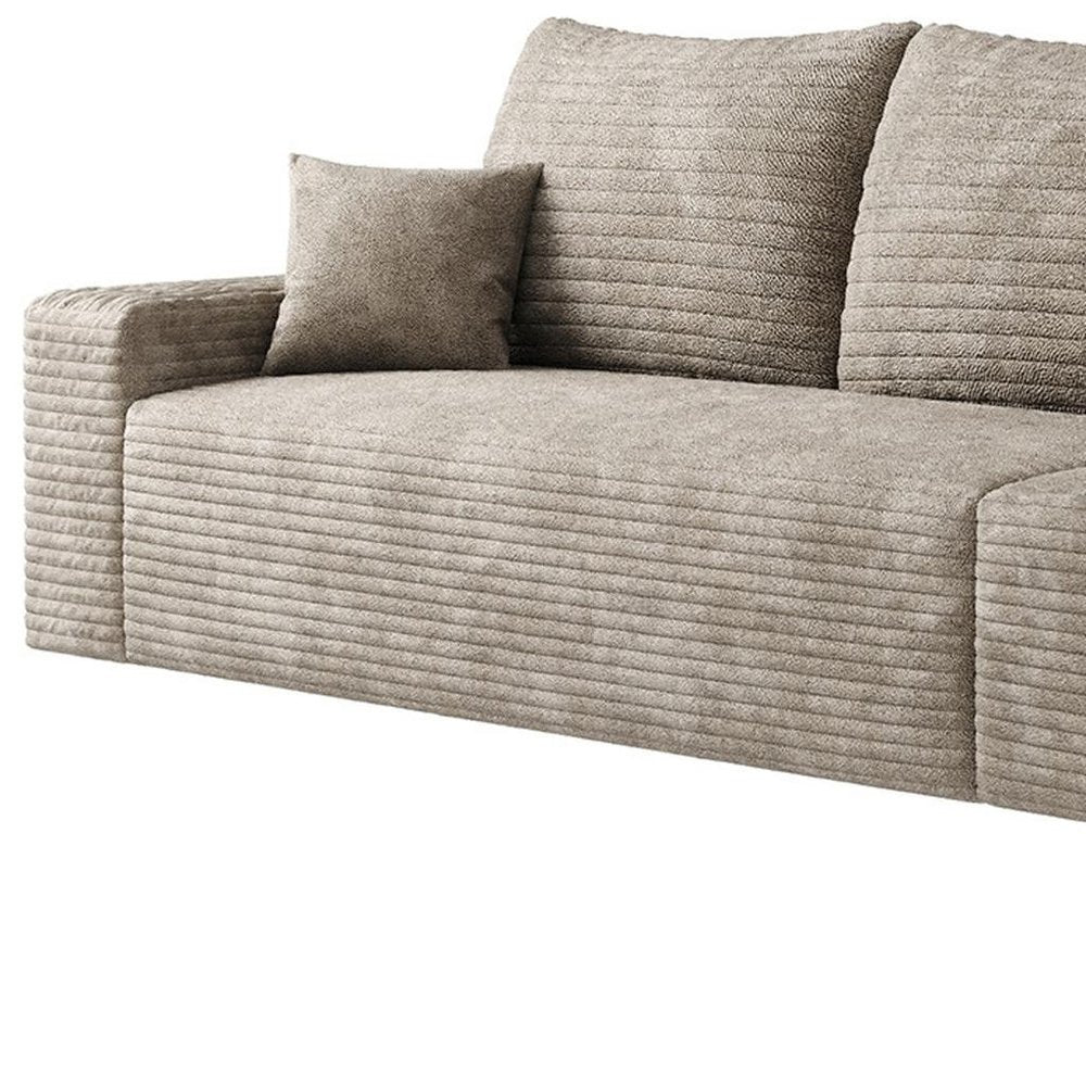 140" Camel Corduroy Modular Universal Sofa With Toss Pillows