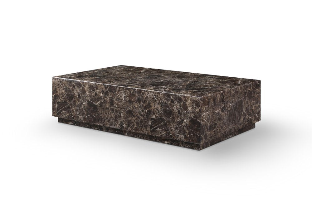 55" Brown Genuine Marble Block Coffee Table