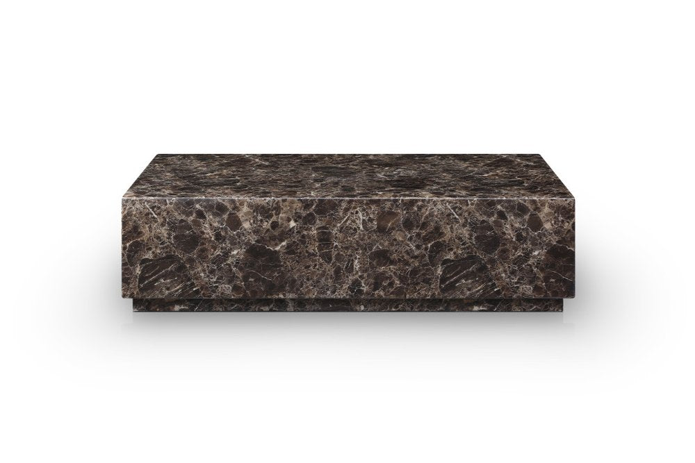 55" Brown Genuine Marble Block Coffee Table