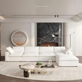 160" White Linen Blend Modular Universal Sofa With Ottoman And Storage