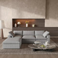 120" Light Gray Linen Blend Modular Universal Sofa With Ottoman And Storage