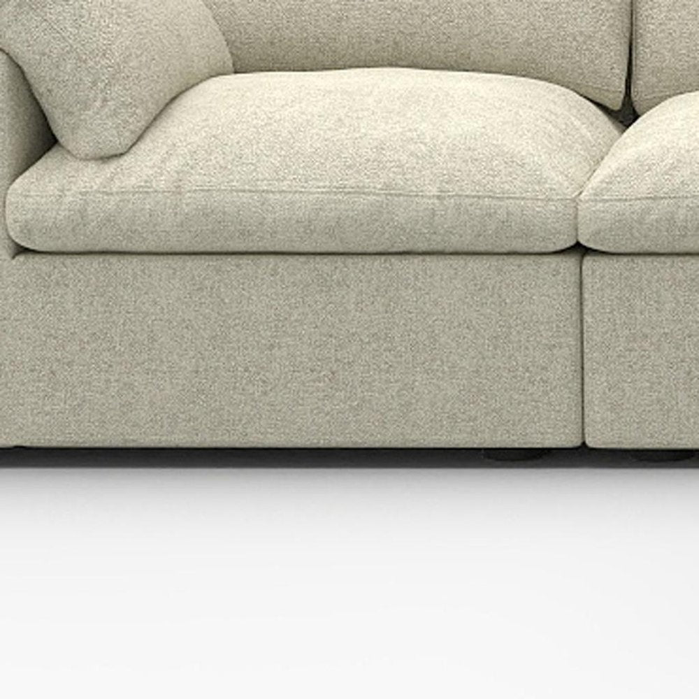 Khaki Linen Blend Modular L Shaped Four Piece Corner Sectional With Toss Pillows